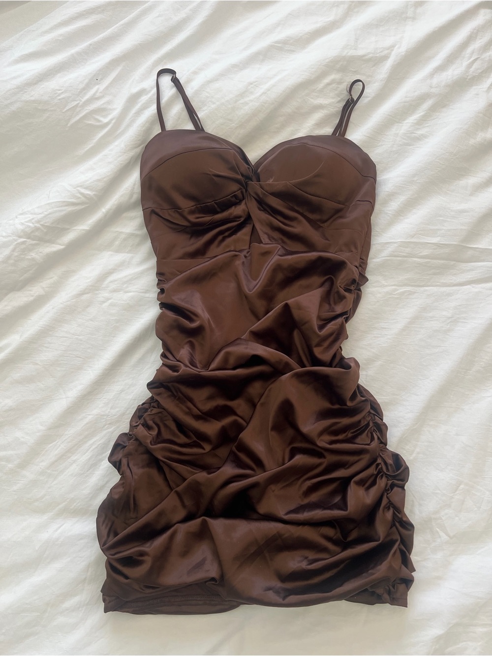 (NWT) Windsor Brown Satin Slip Dress